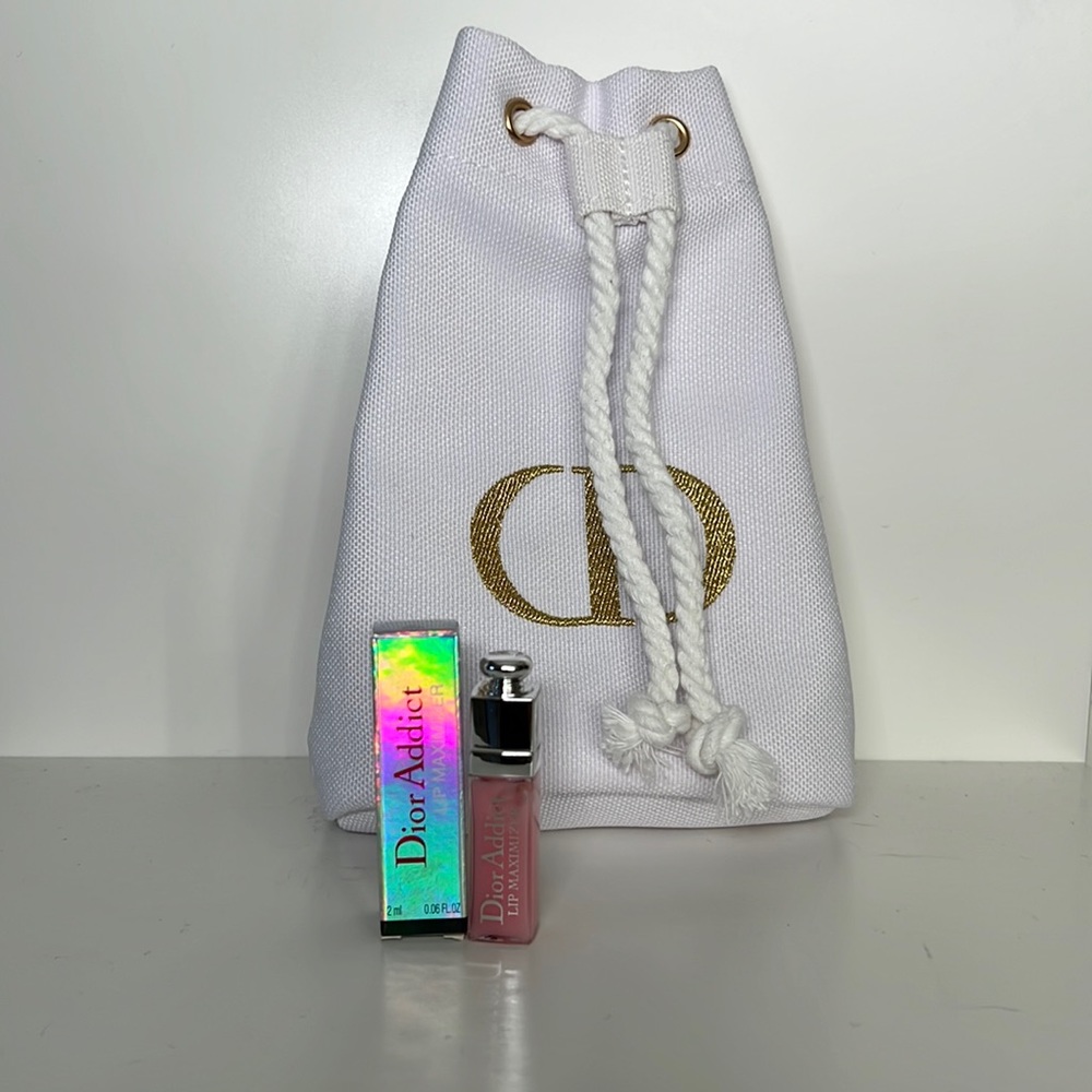 Dior white cosmetic sack with mini lip maximizer 2ml